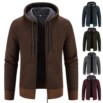 Men Knitted Hooded Jacket Y2K Korean Streetwear front view
