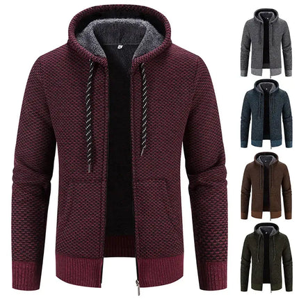 Men Knitted Hooded Jacket Y2K Korean Streetwear back view