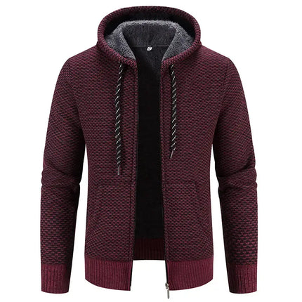 Men Knitted Hooded Jacket Y2K Korean Streetwear campus wear