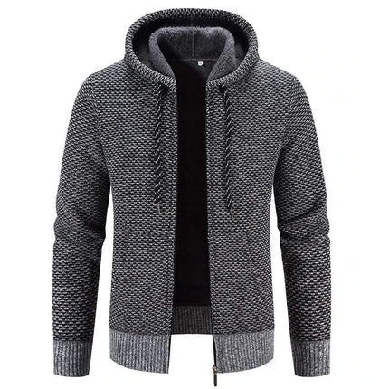 Men Knitted Hooded Jacket Y2K Korean Streetwear trendy look