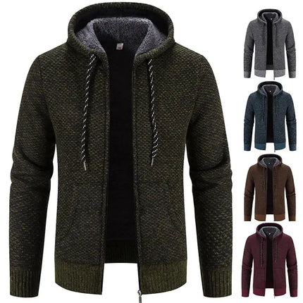 Men Knitted Hooded Jacket Y2K Korean Streetwear side angle