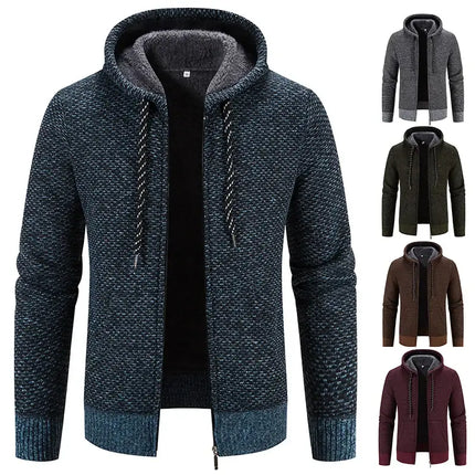 Men Knitted Hooded Jacket Y2K Korean Streetwear hood detail