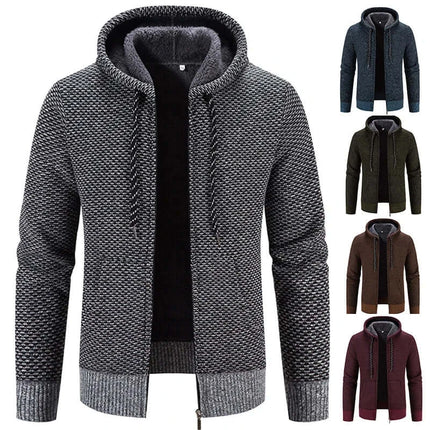 Men Knitted Hooded Jacket Y2K Korean Streetwear knit texture