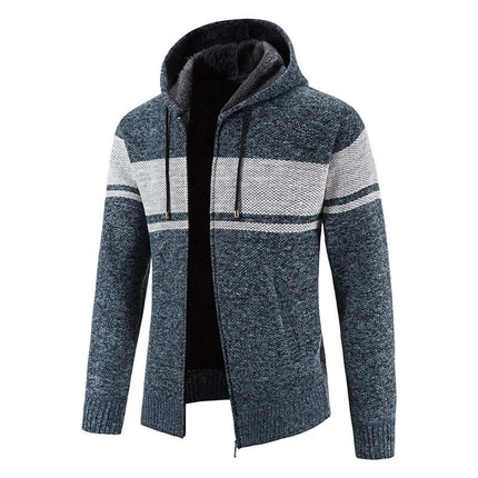 Men Knitted Hooded Jacket Y2K Korean Streetwear casual outfit