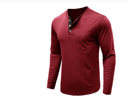 Men Long Sleeve Round Neck T-Shirt Casual Pullover Top sleek pullover design ideal for effortless minimalist layering setups.