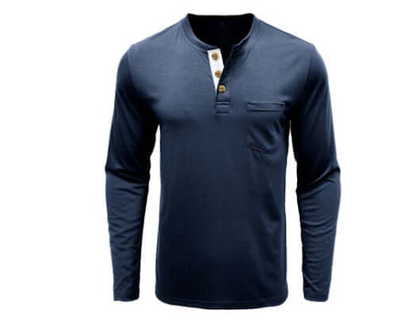 Men Long Sleeve Round Neck T-Shirt Casual Pullover Top size XXL adjusting to a wide 130cm plus size bust profile.