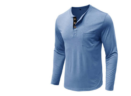 Men Long Sleeve Round Neck T-Shirt Casual Pullover Top size XXL calibrated with a 53cm shoulder span and 65cm sleeves.