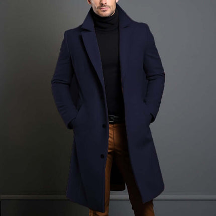 Men Mid Length Trench Coat black formal jacket.