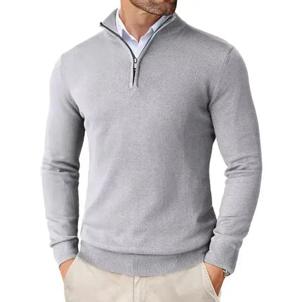 Men Slim Fit Quarter Zip Lightweight Knit Sweater lightweight knitted texture