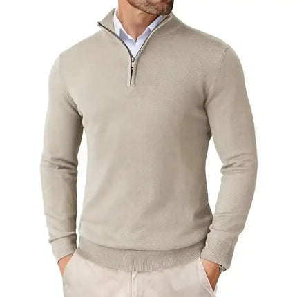 Men Slim Fit Quarter Zip Lightweight Knit Sweater long sleeve design