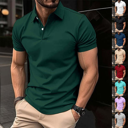 Men Solid Color Summer Short Sleeve Polo Shirt comprehensive metric size measurement guide grid