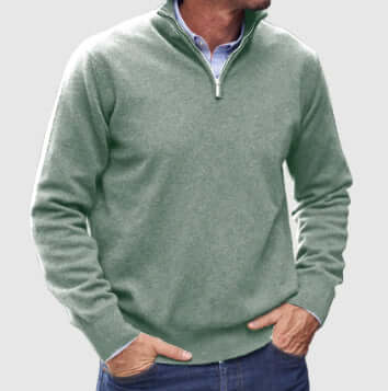 Men Stand Collar Zipper Sweater Winter Warm Knitted Top size 4XL length 77cm.