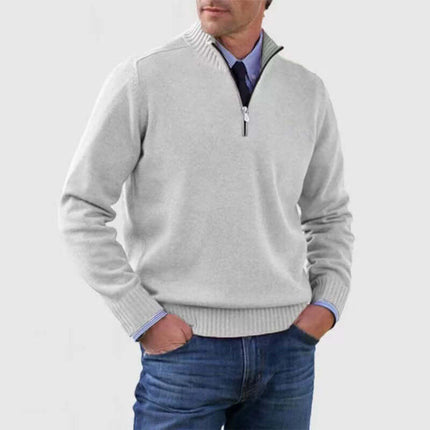 Men Stand Collar Zipper Sweater Winter Warm Knitted Top size 5XL shoulder 53cm.