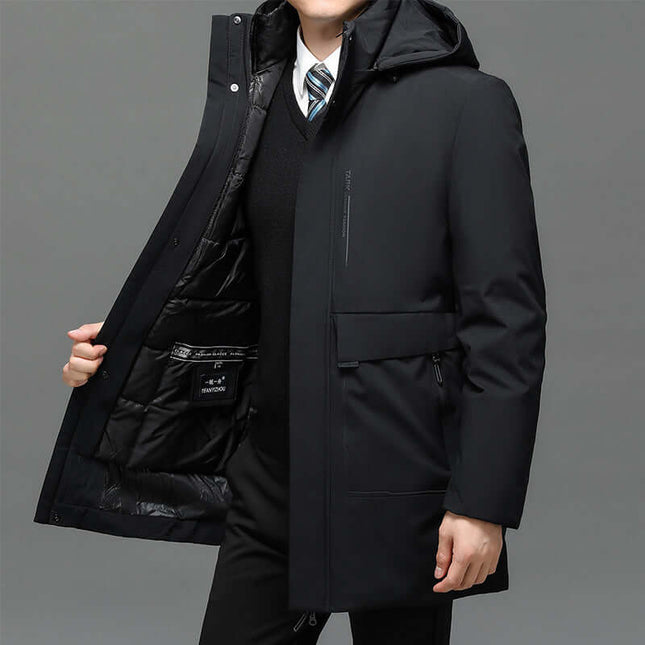 Men Thick Thermal Cotton Padded Jacket With Liner gray color