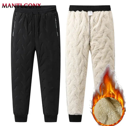 Men Thicken Winter Jogger Pants Fleece Lined front view
