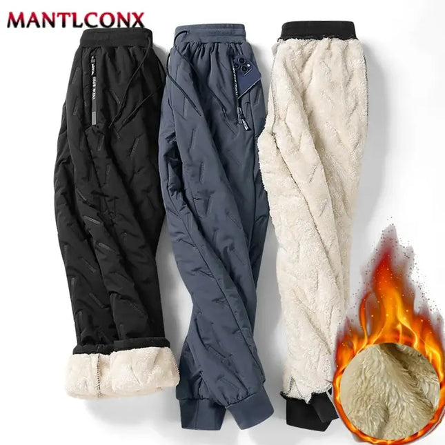 Men Thicken Winter Jogger Pants Fleece Lined back view