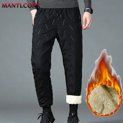 Men Thicken Winter Jogger Pants Fleece Lined cold weather pants