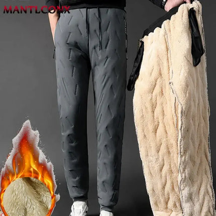 Men Thicken Winter Jogger Pants Fleece Lined side angle