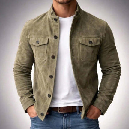 Men Vintage Single breasted Faux Suede Jacket size L length 68cm bust 120cm