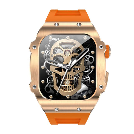 Men Waterproof Smart Watch BT Calling Heart Rate Monitor white frame black strap.