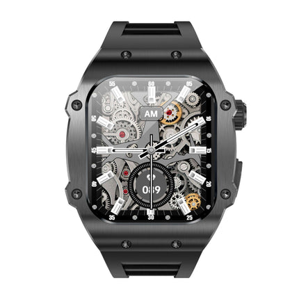 Men Waterproof Smart Watch BT Calling Heart Rate Monitor white frame orange strap.