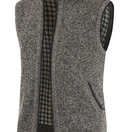 Men Zip Stand Collar Sleeveless Knit Cardigan Vest zip detail