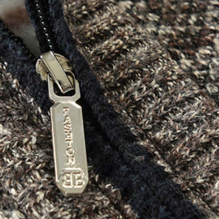 Men Zip Stand Collar Sleeveless Knit Cardigan Vest knit texture