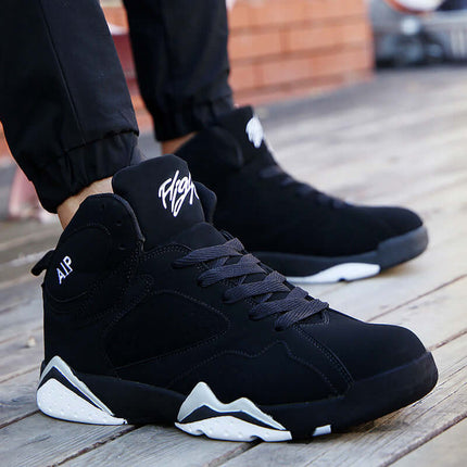 Mens Ankle Boots Basketball Shoes Artificial PU High Top Sneakers professional view
