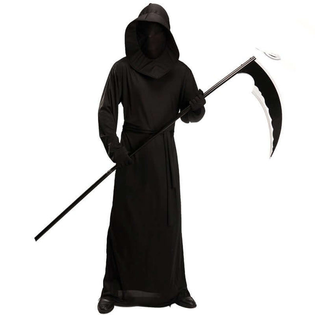Mens Black Devil Robe Halloween Cosplay Costume Set Spooky Devil Design