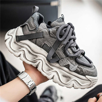 Mens Breathable Casual Dad Shoes Korean Style Stylish Chunky Sole