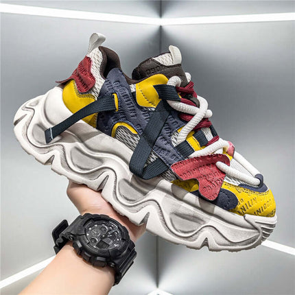 Mens Breathable Casual Dad Shoes Korean Style Breathable Mesh Upper