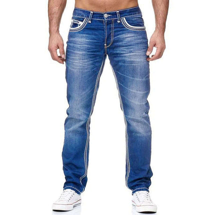 Men's Business Casual Straight Jeans regular profile in casual light blue option ready for casual daily streetwear
