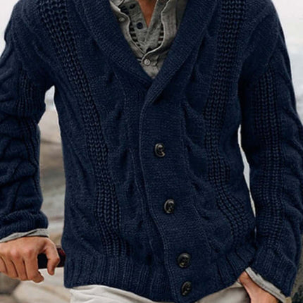 Mens Casual Knit Cardigan Sweater Jacket front view