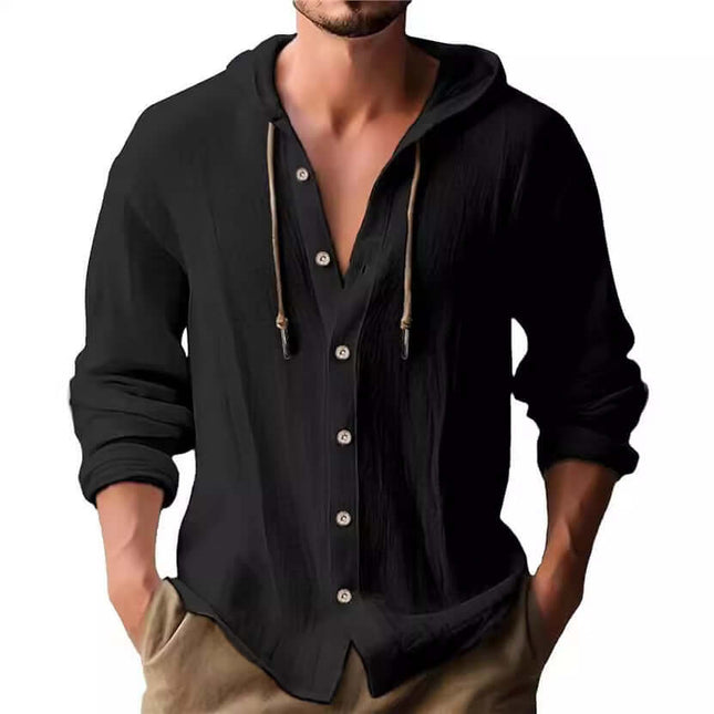 Mens Casual Long Sleeve Polyester Cardigan Top black