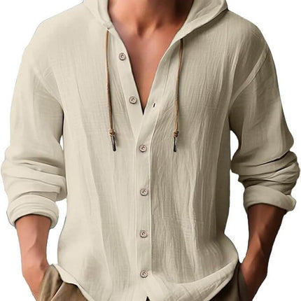 Mens Casual Long Sleeve Polyester Cardigan Top khaki