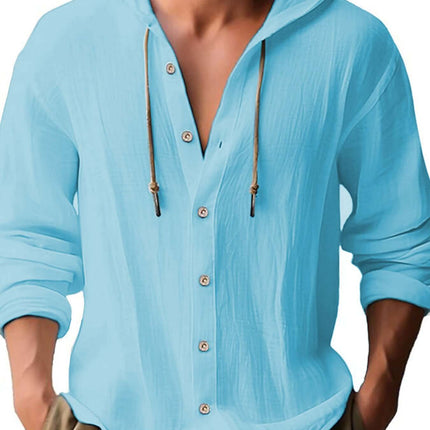 Mens Casual Long Sleeve Polyester Cardigan Top sky blue