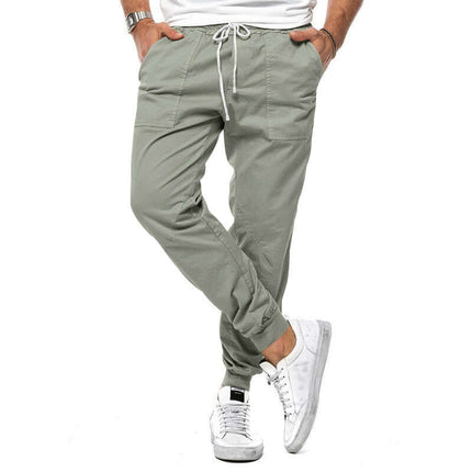 Men's Casual Loose Tapered Jogger Trousers micro elastic fabric performance tested under tension to prove physical freedom