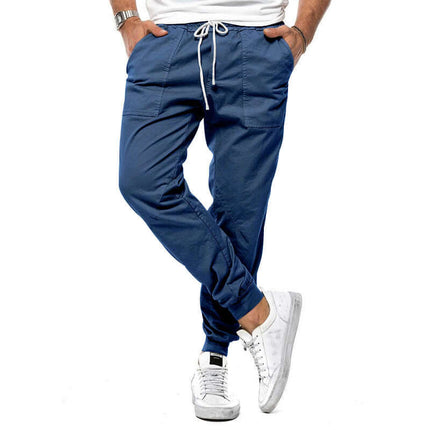 Men's Casual Loose Tapered Jogger Trousers showcasing balanced loose hip clearance measurements matching active sports sports requirements