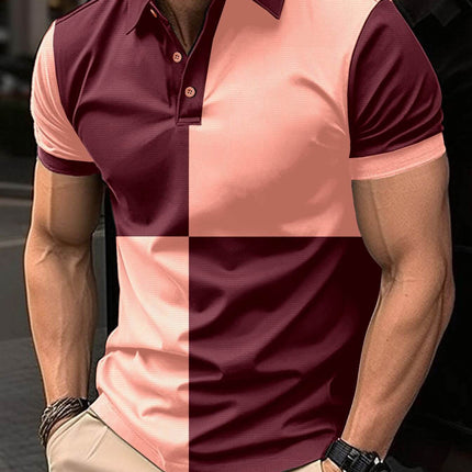 Mens Casual Sports Color Stitching Turnover Polo athletic design