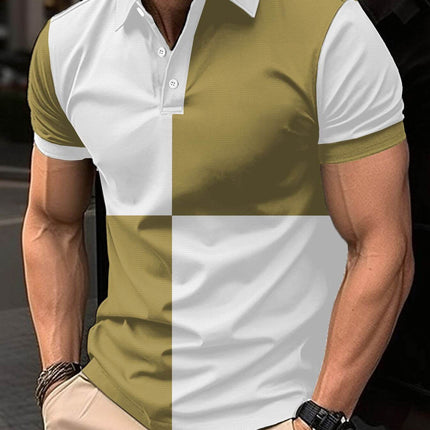 Mens Casual Sports Color Stitching Turnover Polo leisure mens clothing