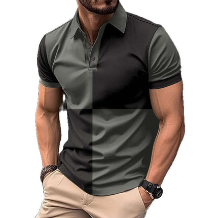 Mens Casual Sports Color Stitching Turnover Polo size S chest 104cm