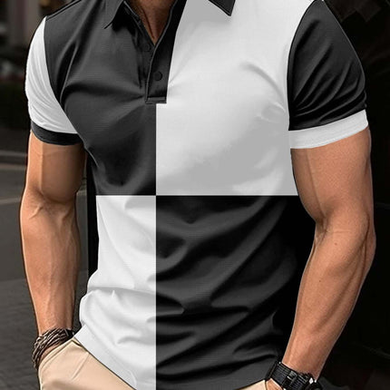 Mens Casual Sports Color Stitching Turnover Polo size L length 74cm
