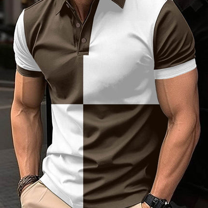 Mens Casual Sports Color Stitching Turnover Polo size XL US 42