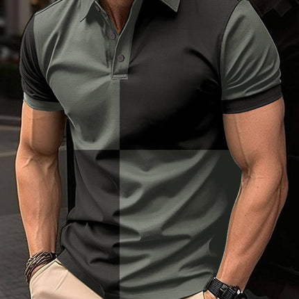 Mens Casual Sports Color Stitching Turnover Polo size XXXL 53.2cm shoulder
