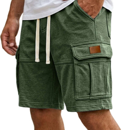 Men's Casual Summer Cargo Shorts With Pockets deep dark green rugged short pants optimized for outdoor hiking