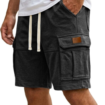 Men's Casual Summer Cargo Shorts With Pockets sleek black sporty shorts showing straight leg style lines