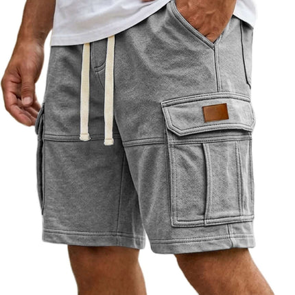 Men's Casual Summer Cargo Shorts With Pockets slate gray sport shorts displayed on studio backdrop