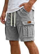 Men's Casual Summer Cargo Shorts With Pockets slate gray sport shorts displayed on studio backdrop