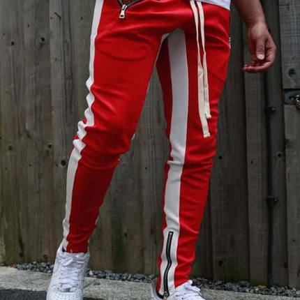 Men Color Block Casual Pants with Multi Zipper Pockets zipper pocket detail