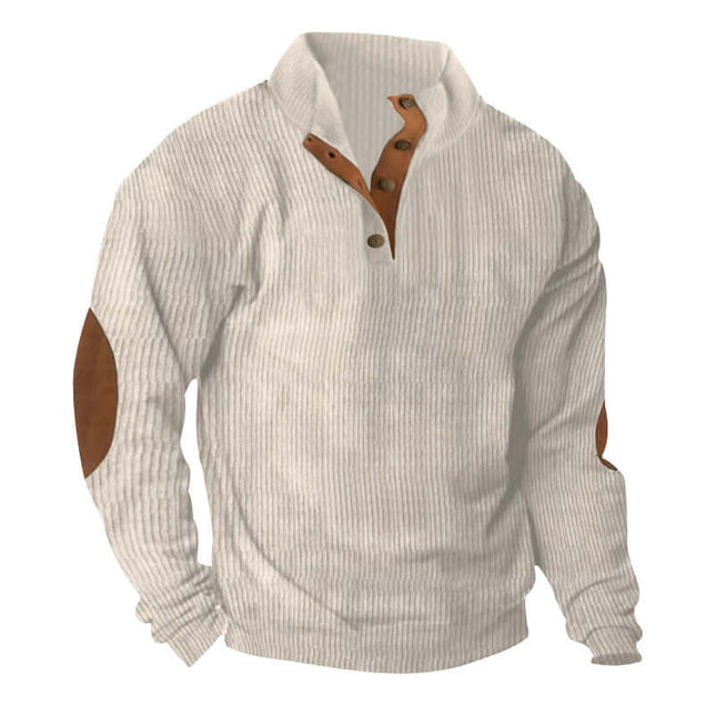 Mens Corduroy Stand Collar Long Sleeve Sweater Everyday Casual Wear